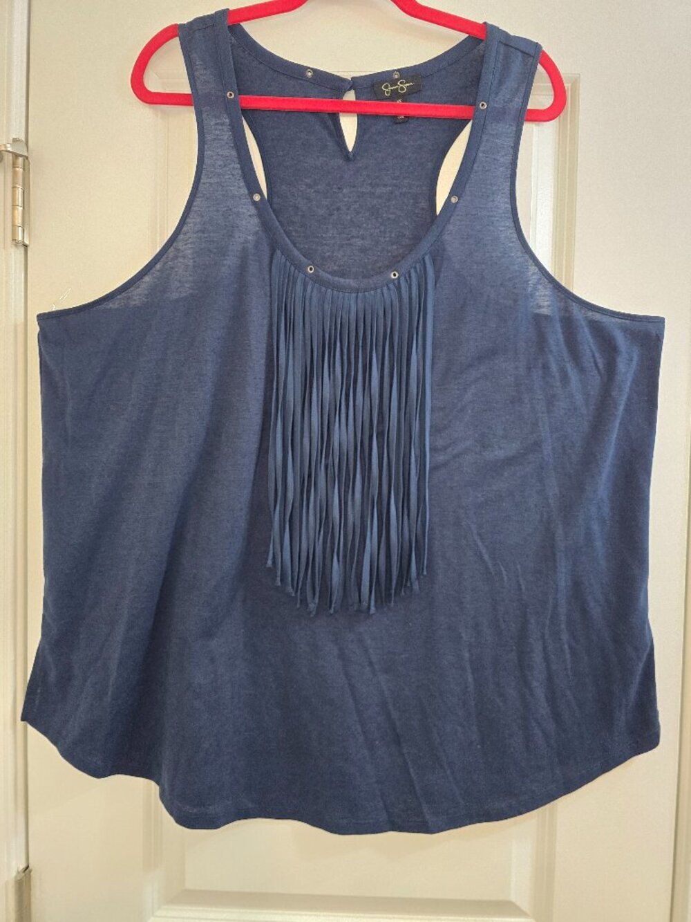 Jessica Simpson Deedra Fringe Racerback Tank Top - Navy - Picture 2 of 9